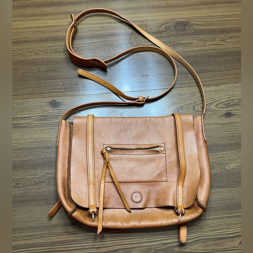 Linea Pelle Brown Genuine Leather Crossbody Messenger Bag
